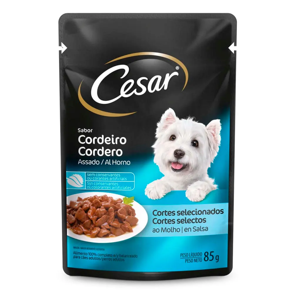 Ração Úmida Cesar para Cães Adultos Sachê Cordeiro Assado ao Molho — foto 2