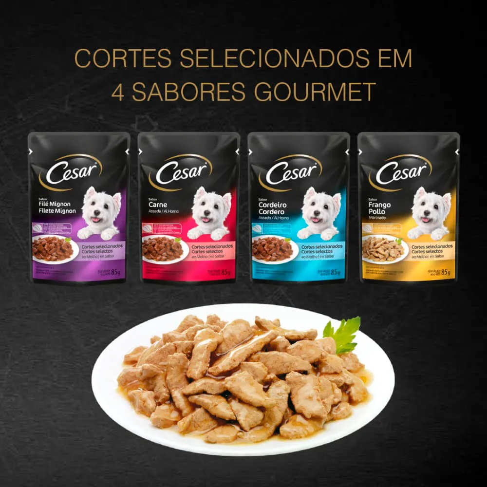Ração Úmida Cesar para Cães Adultos Sachê Frango Marinado ao Molho — foto 5
