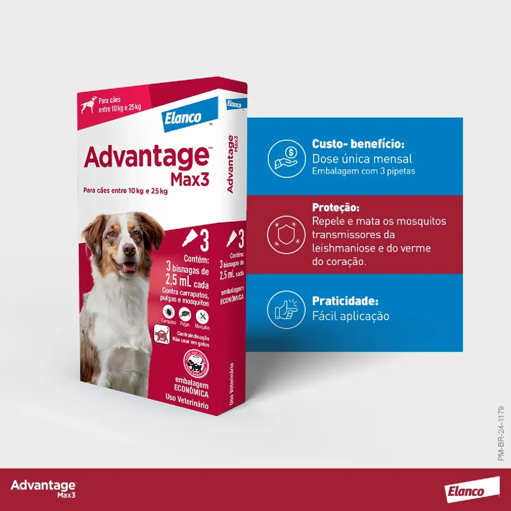 Antipulgas Advantage Max3 Cães 10kg a 25kg — foto 2