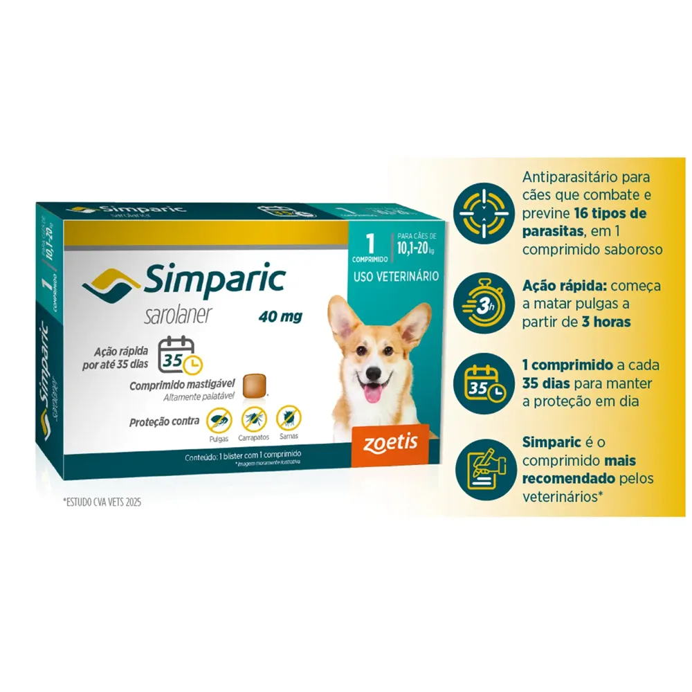Antipulgas Simparic 40mg para Cães 10 a 20kg — foto 2