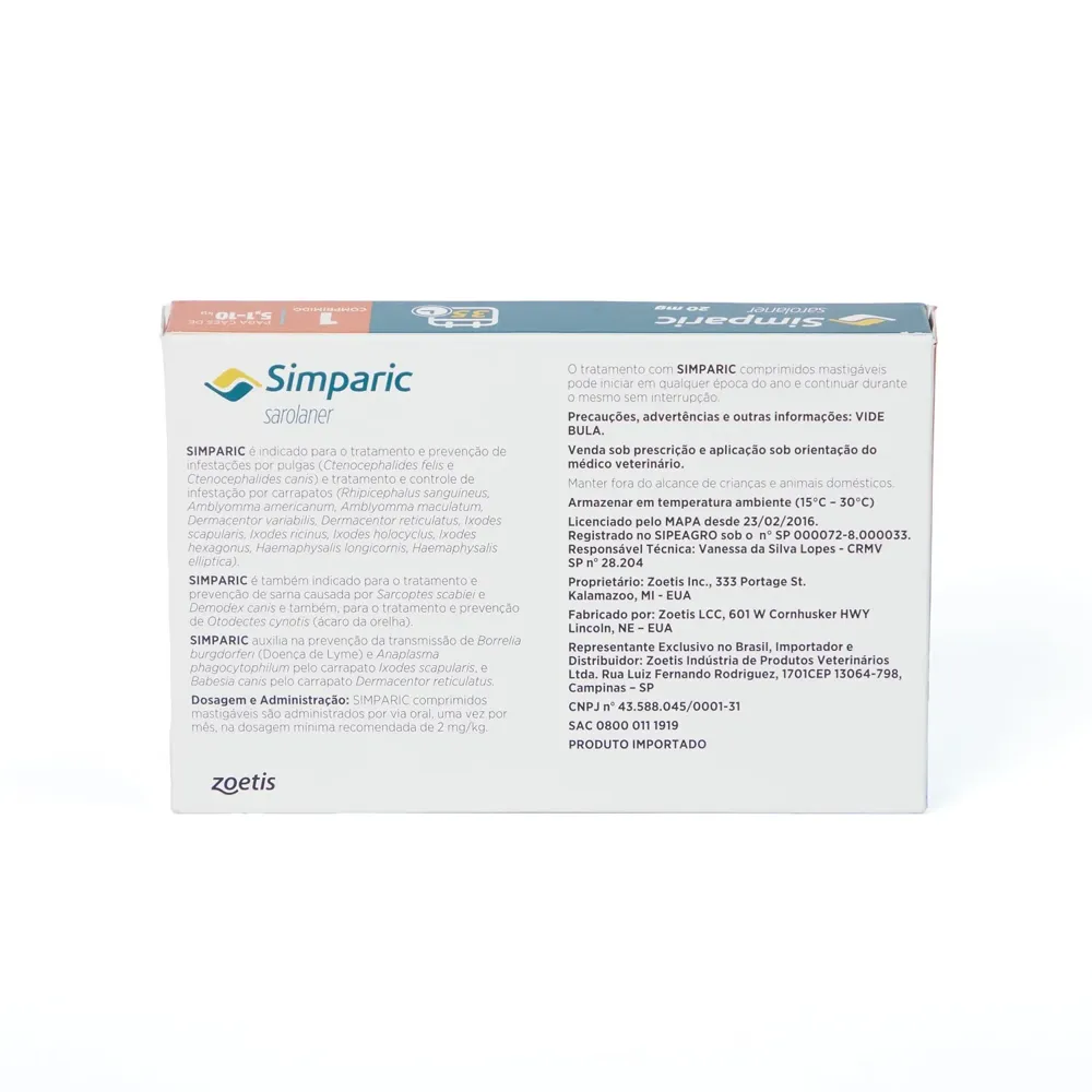 Antipulgas Simparic 20mg para Cães 5 a 10kg — foto 3