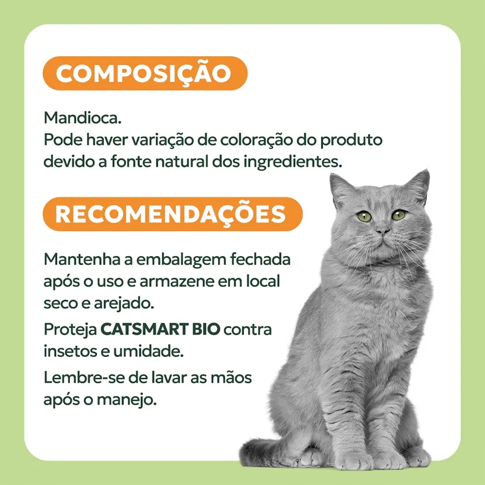 Areia Higiênica Cat Smart Bio Mandioca para Gatos Grãos Médios — foto 4