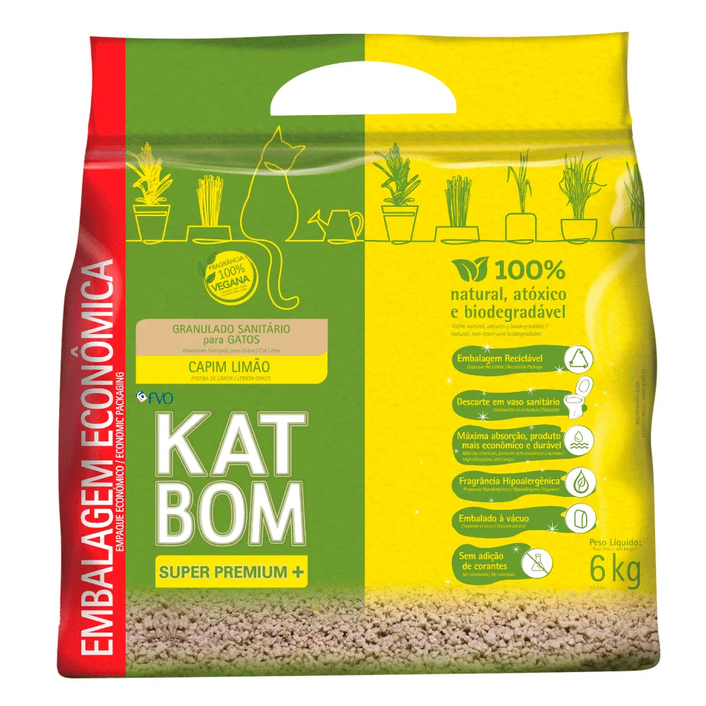 Areia para Gato Katbom Natural Granulado Higiênico Biodegradável Capim Limão — foto 4