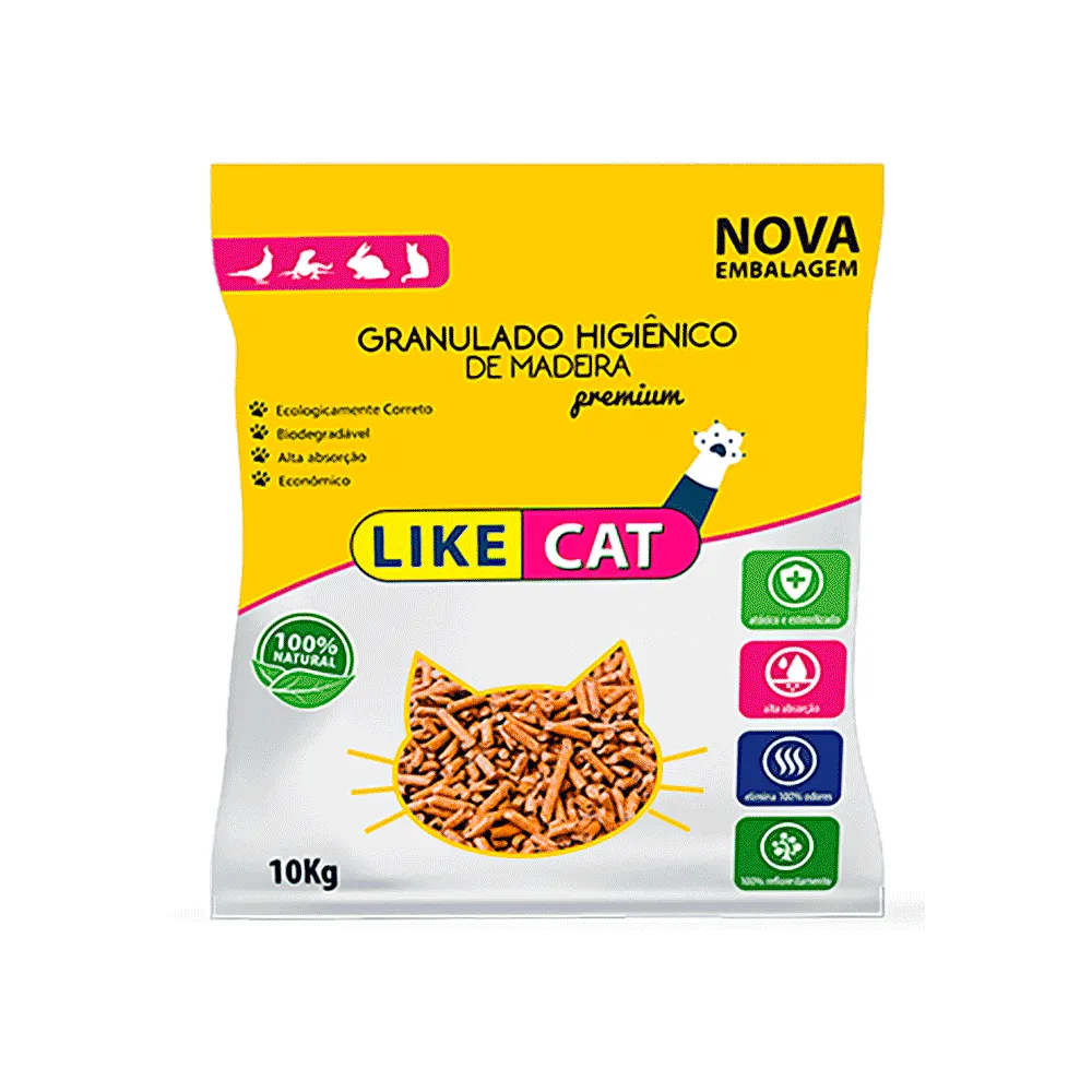Areia para Gatos Like Cat Granulado Higiênico de Madeira — foto 2