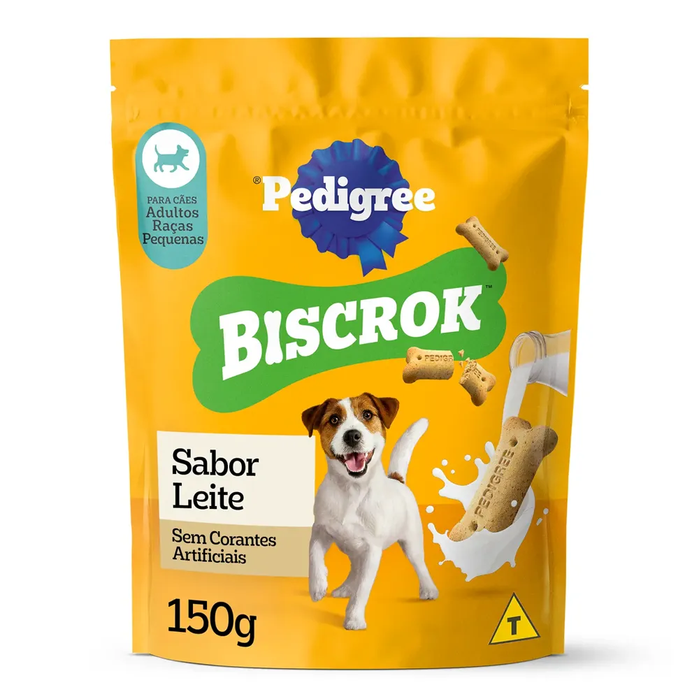 Biscoito Pedigree Biscrok para Cães Adultos Raças Pequenas Leite
