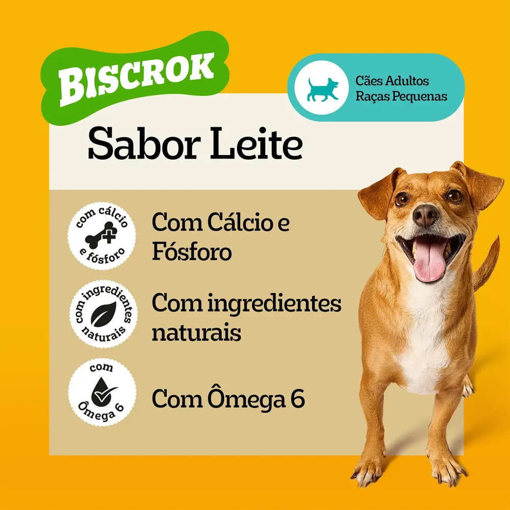 Biscoito Pedigree Biscrok para Cães Adultos Raças Pequenas Leite — foto 6
