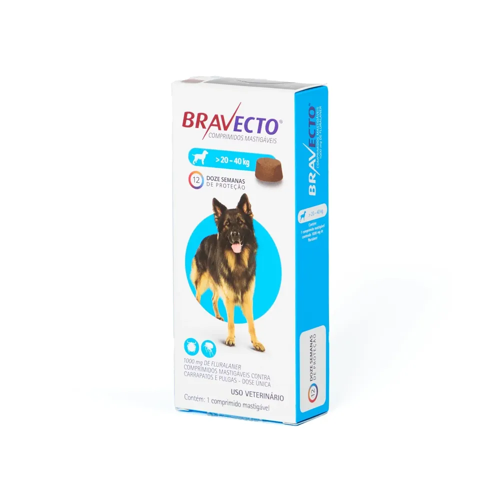 Antipulgas e Carrapatos Bravecto 20 a 40 kg Cães 1000mg — foto 2