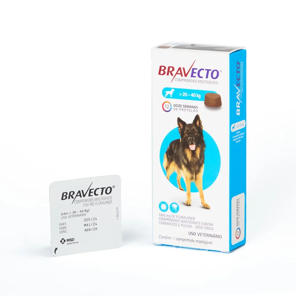 Antipulgas e Carrapatos Bravecto 20 a 40 kg Cães 1000mg — foto 4