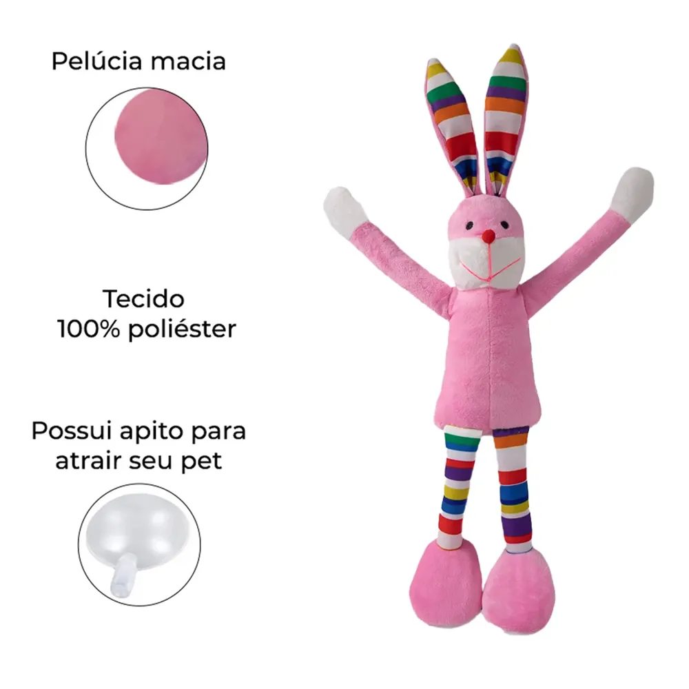 Brinquedo Pelúcia Coelho Pernudo Rosa Fabrica Pet — foto 3