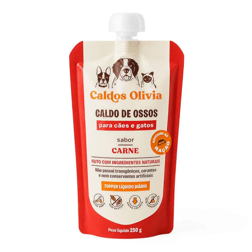 Caldo de Ossos Olivia para Cães e Gatos Carne