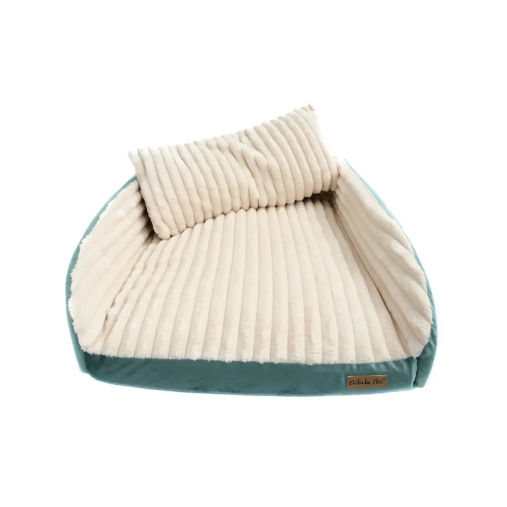 Cama Roma Bichinho Chic Marfim com Verde