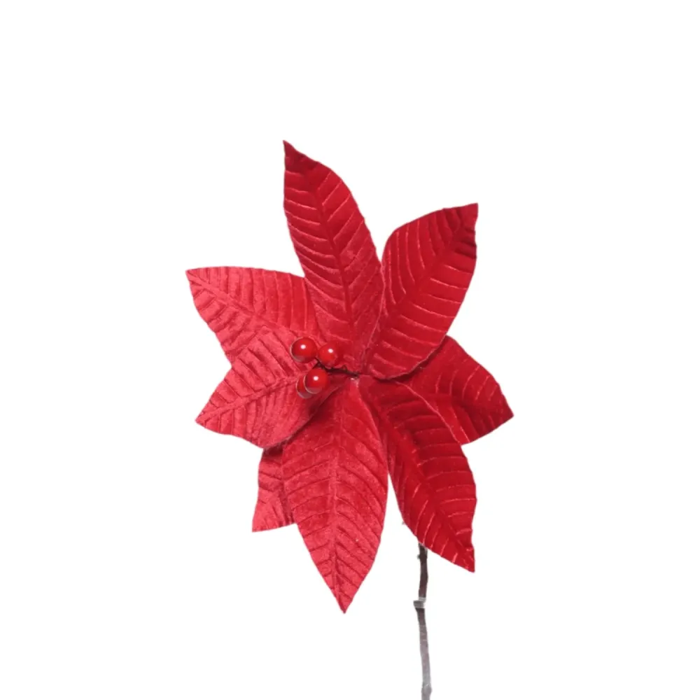 Flor Poinsetia Decorativa Natal 25cm Vermelha Cromus — foto 2