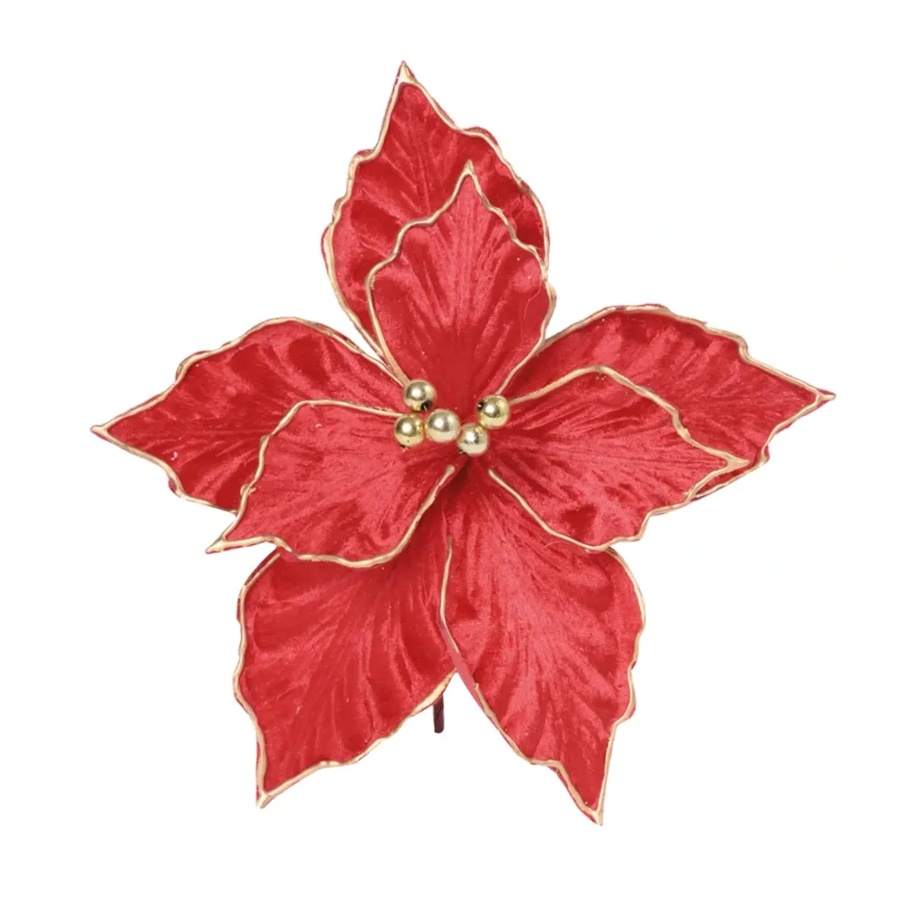 Flor Poinsetia Decorativa Natal 28cm Vermelha Cromus