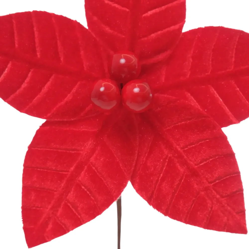 Flor Poinsetia Decorativa Natal Vermelha Cromus — foto 2