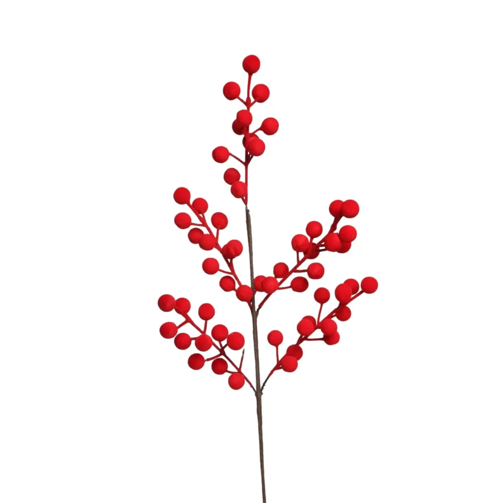 Galho Decorativo com Azevinhos 53cm Cromus