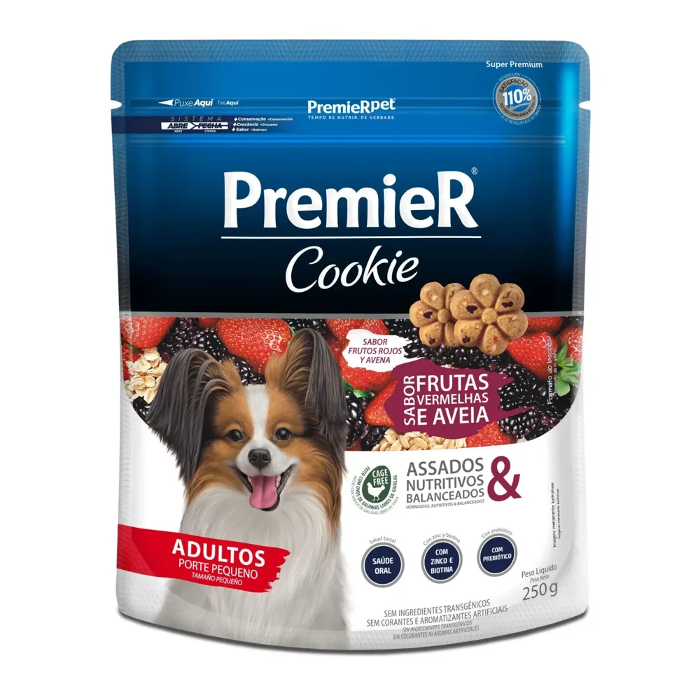 Cookie Premier Cães Adultos Porte Pequeno Frutas Vermelhas e Aveia