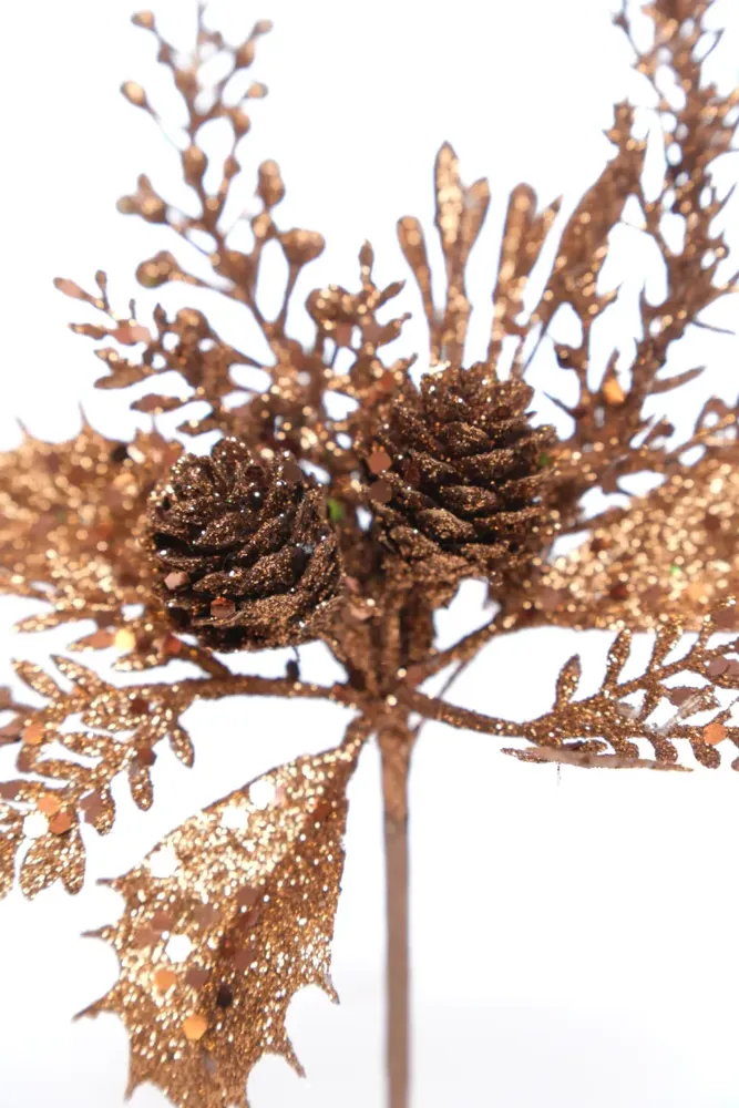 Pick de Pinha e Folhas com Glitter Cromus — foto 2