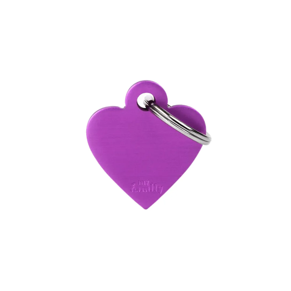 Placa de Identificação Coração Alumínio Roxo MyFamily