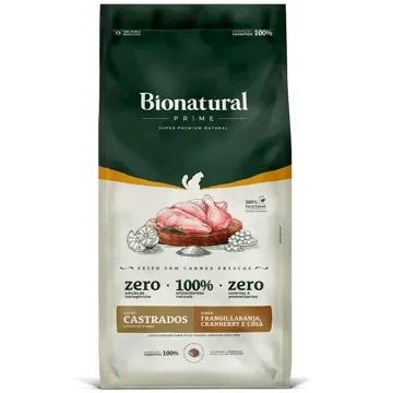 Ração Bionatural Prime Gatos Castrados Frango