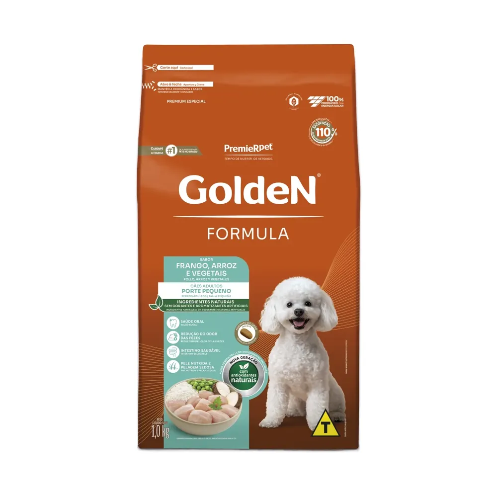 Ração Golden Fórmula Cães Adultos Raças Pequenas Frango, Arroz e Vegetais Mini Bits