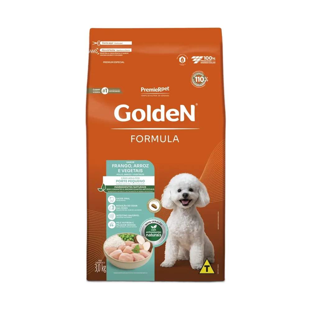 Ração Golden Fórmula Cães Adultos Raças Pequenas Frango, Arroz e Vegetais Mini Bits — foto 3