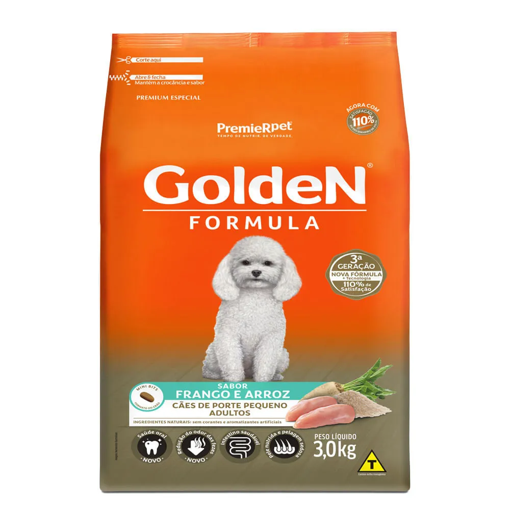 Ração Golden Fórmula Cães Adultos Raças Pequenas Frango, Arroz e Vegetais Mini Bits — foto 4