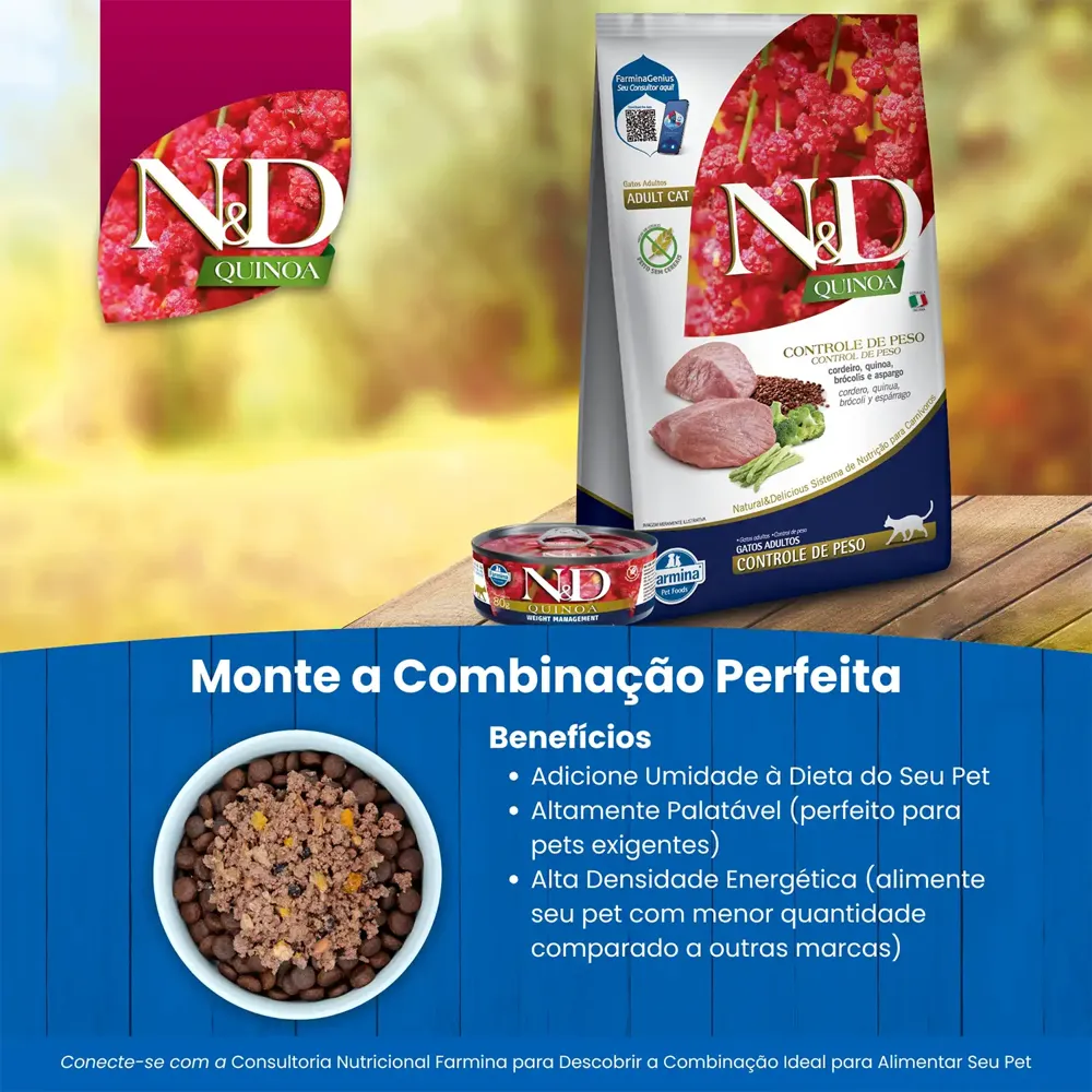 Ração N&D Quinoa Gatos Adultos Weight Cordeiro — foto 6