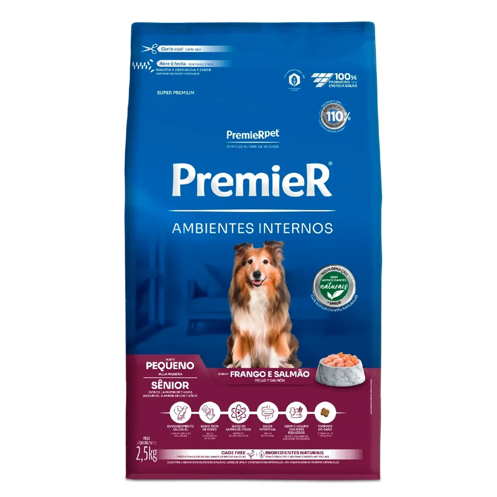 Ração Premier Ambientes Internos Cães Sênior Porte Pequeno Frango e Salmão — foto 4