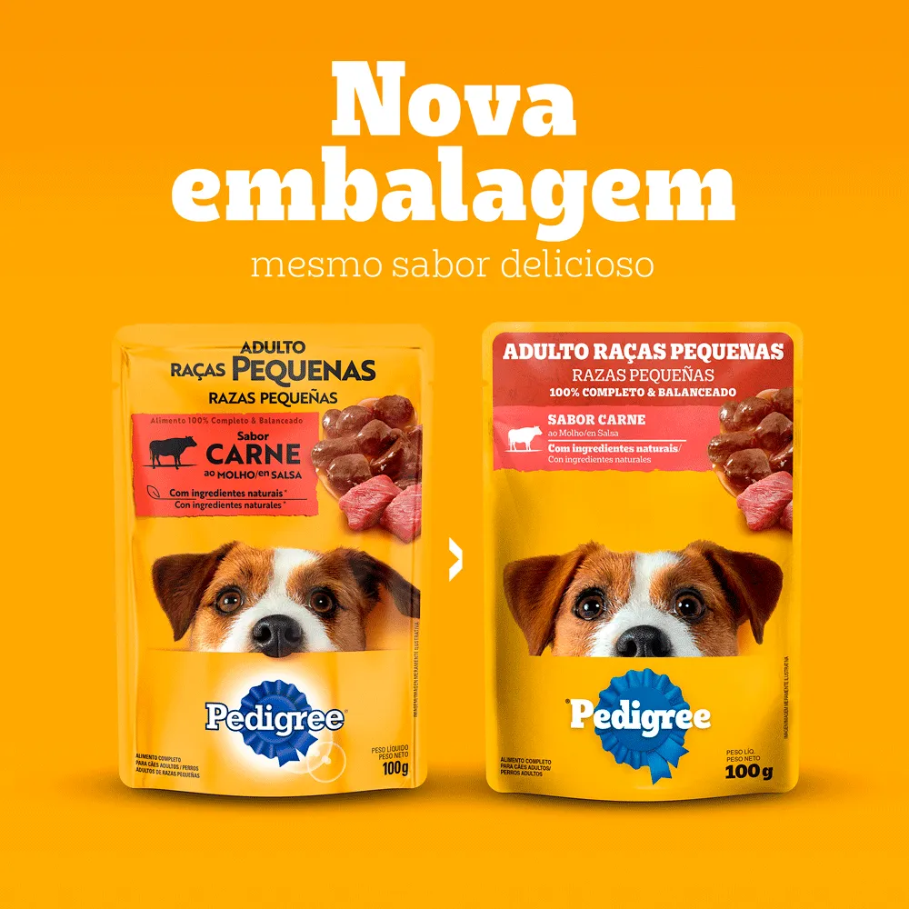 Ração Úmida Pedigree Sachê Cães Adultos Raças Pequenas Carne ao Molho — foto 3
