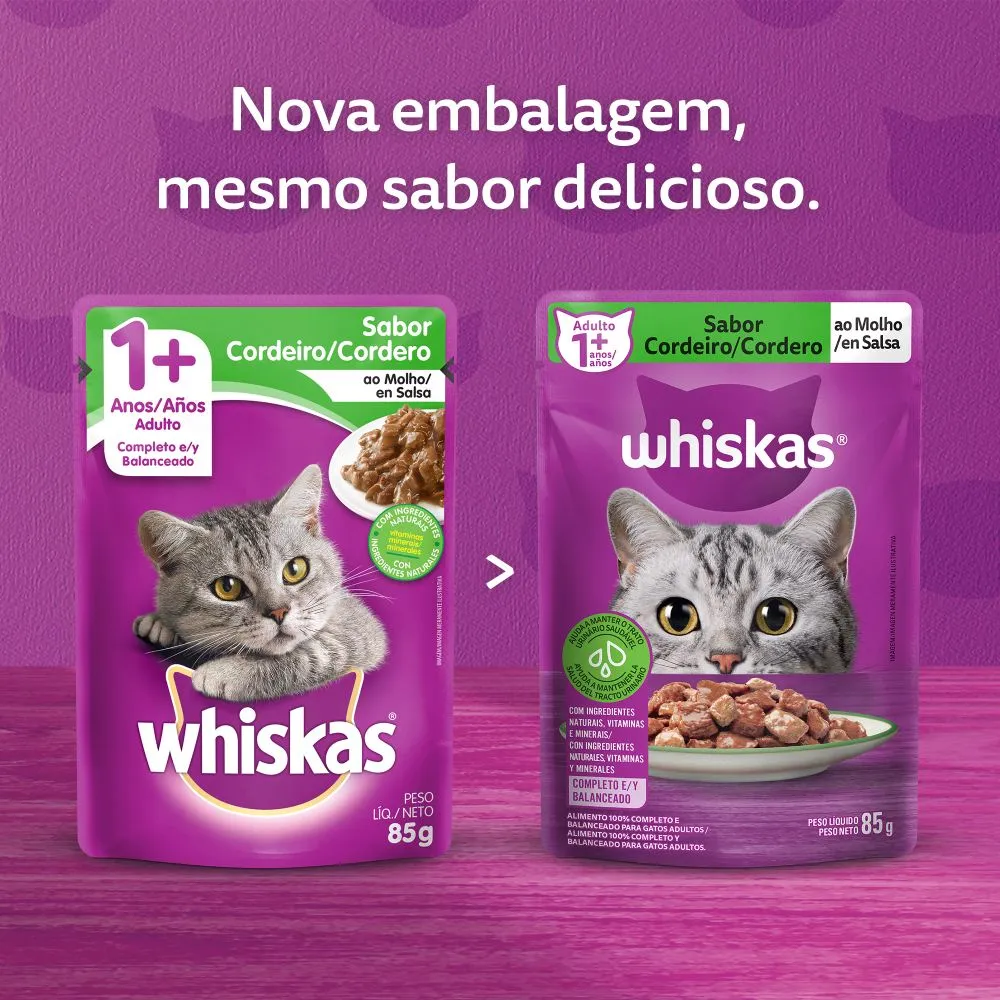 Ração Úmida Whiskas Sachê Cordeiro ao Molho Gatos Adultos — foto 2
