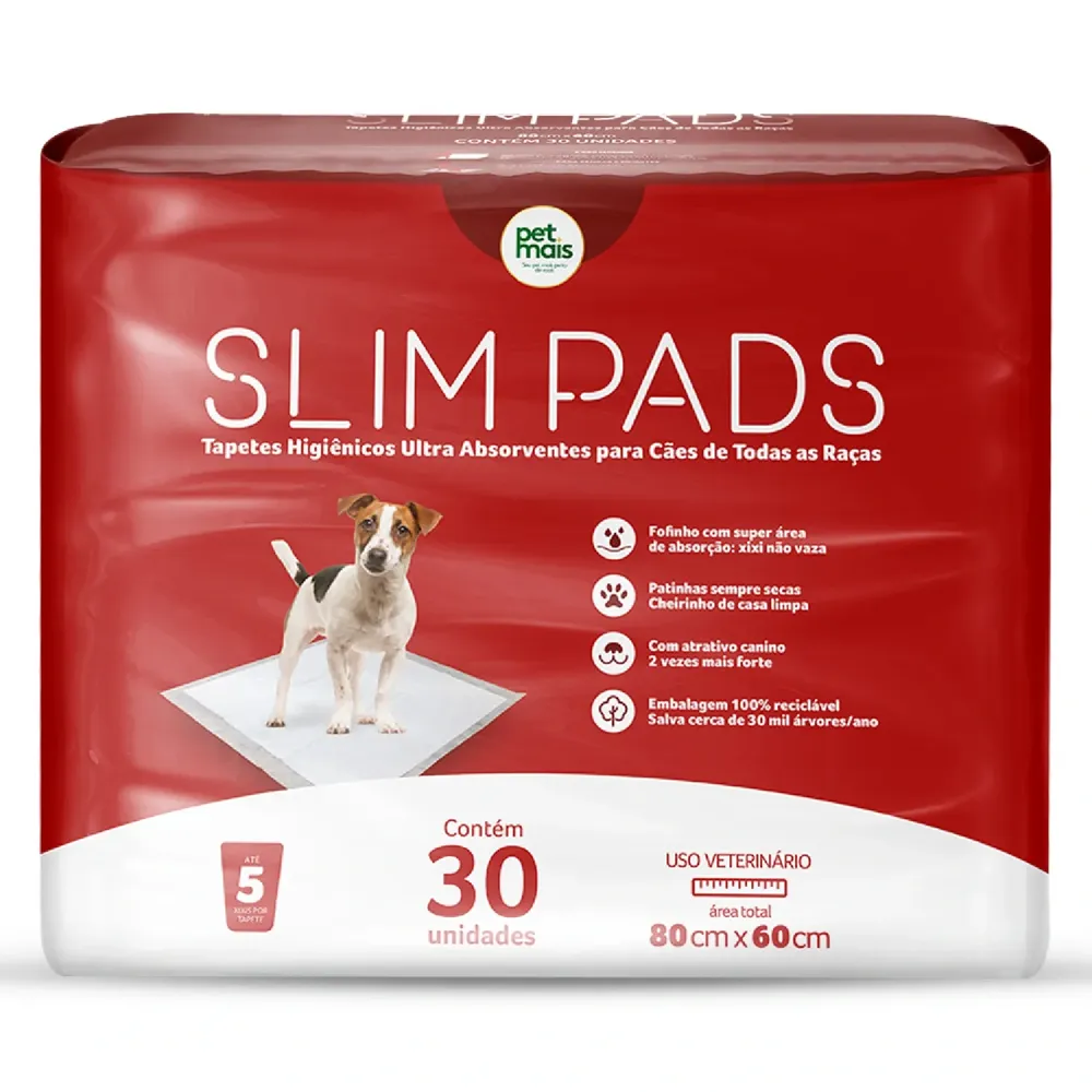 Tapete Higiênico Slim Pads 80x60cm Petmais
